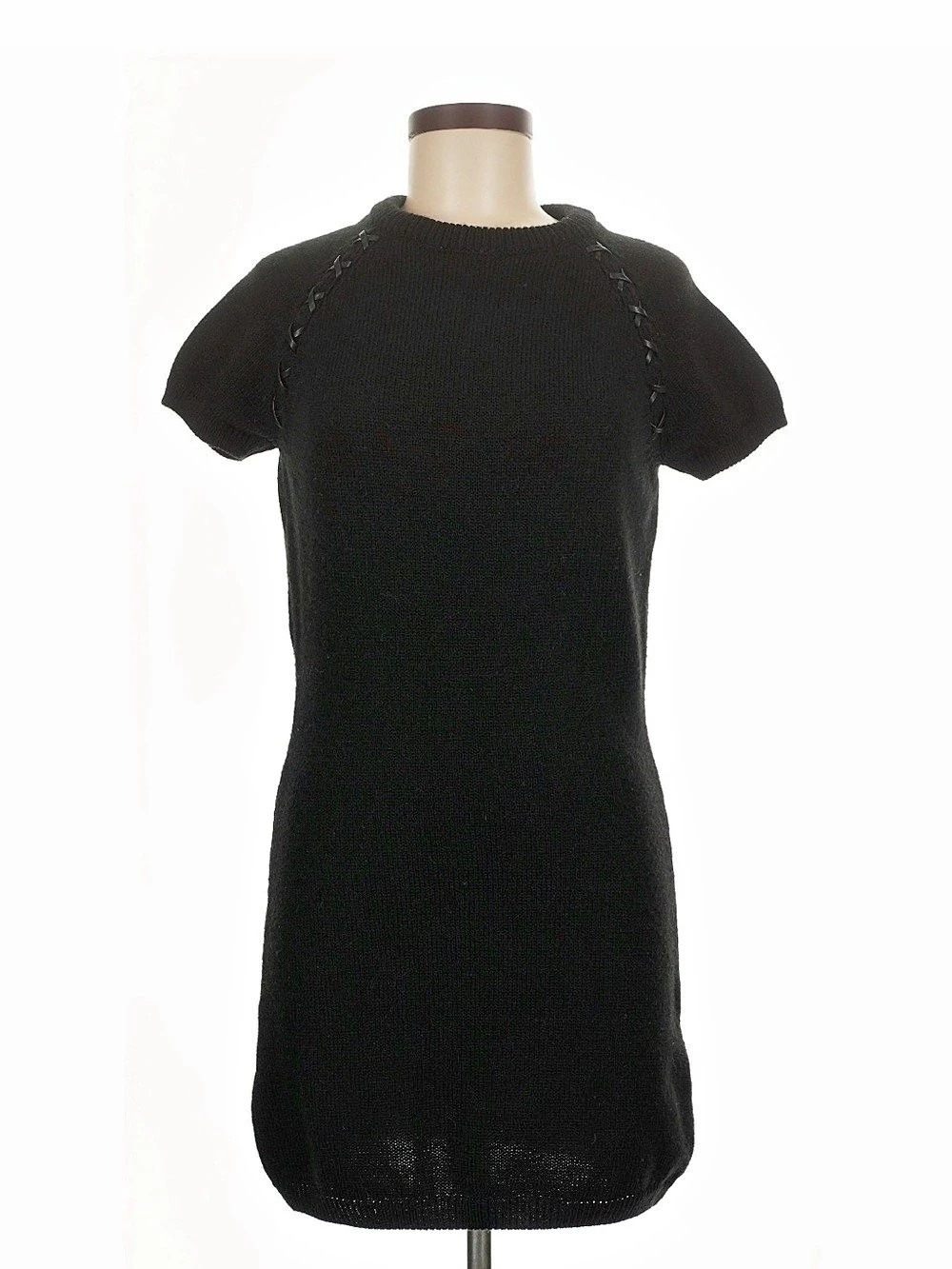 Zara Black Knit Lace-Up Sleeve Size Medium Like New